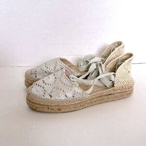 MANEBI Valencia platform Espadrilles metallic silver size 37 women’s